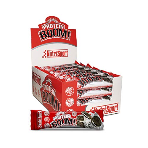 Nutrisport – Barritas Proteicas para Deportistas, Sabor Cookies & Cream, Caja de 24 Barritas, 24x49 gr