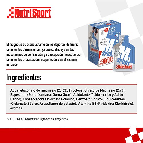 NUTRISPORT CLINICAL NUTRITION, S.A. - Mg Sport Gel, Magnesio Líquido, Caja de 5 Sobres Monodosis, 5x25 ml