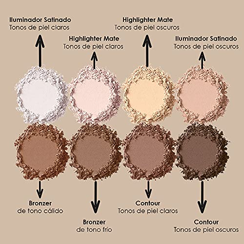 NYX PROFESSIONAL MAKEUP - Paleta de contouring Highlight and Contour Pro Palette, Kit de contouring en polvo, 8 tonos de acabado mate y brillante