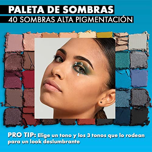 NYX Professional Makeup Paleta de sombra de ojos Swear By It Eye Shadow Palette, Tonos fríos y cálidos, Acabado mate, satinado y metalizado, 40 Colores