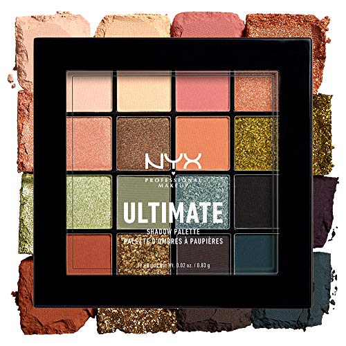 NYX Professional Makeup Paleta de sombras de ojos Ultimate Shadow Palette, Pigmentos compactos, Fórmula vegana, 16 tonos mates, satinados y metalizados, Tono: Utopía