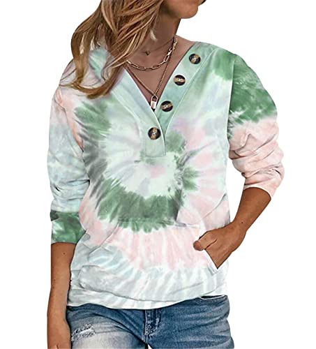 OADOBKICE Jersey Mujer Invierno Sudadera con Capucha Mujer Jerseys Baratos Jersey Manga Larga Mujer Jersey Rayas Sudadera Elegantes Jersey Algodon Mujer Jersey Cuello V Sudadera Top Verde XL