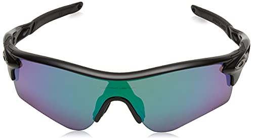 Oakley Gafas de sol para hombre OO9206 Radarlock Path Asian Fit Wrap, Negro mate/Prizm Road Jade,