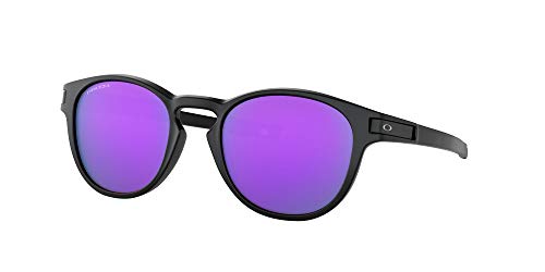 Oakley Men's Latch OO9349-Asian Fit Round Sunglasses, Matte Black/Prizm Violet, 53 mm