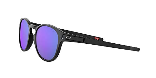 Oakley Men's Latch OO9349-Asian Fit Round Sunglasses, Matte Black/Prizm Violet, 53 mm