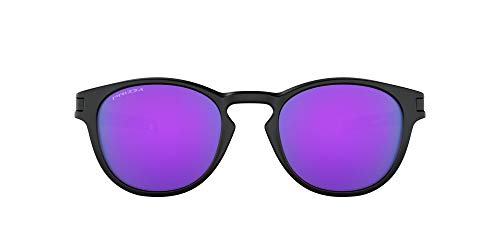 Oakley Men's Latch OO9349-Asian Fit Round Sunglasses, Matte Black/Prizm Violet, 53 mm