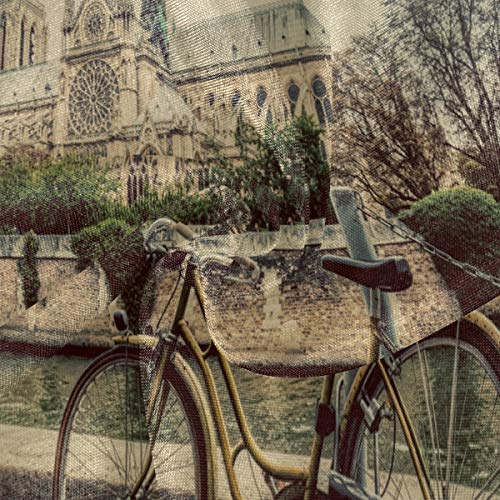 Oarencol Retro Bike Notre Dame Cathedral Paris Cycle France Sena Río Sena, Mantel redondo de poliéster lavable para mesa de 60 pulgadas