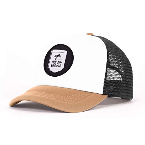 Oblack Gorras de Hombre Classic Beige Beisbol Gorras Mujer Ajustable con Visera Acolchada y Rejilla Negra - Gorra Trucker