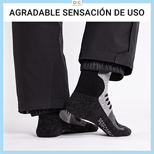 Occulto CALCETINES de ESQUI para HOMBRE (2 Pares), CALCETINES TÉRMICOS HOMBRES DEPORTIVOS ACOLCHADOS y RESPIRABLE PARA TOURING, ALPINISIMO y SNOWBOARD 43-46 Azul-Negro