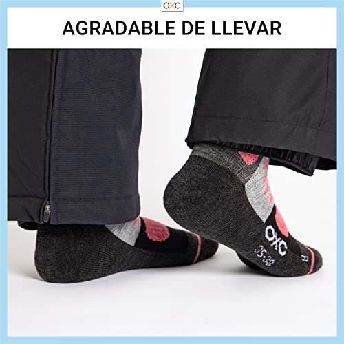 Occulto CALCETINES de ESQUI para MUJER (2 Pares), CALCETINES TÉRMICOS MUJERES DEPORTIVOS ACOLCHADOS y TRANSPIRANTES PARA TOURING, ALPINISIMO y SNOWBOARD (39-42, 1 Pares Turquesa | 1 Pares Blanco)