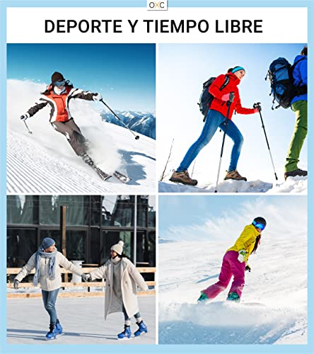 Occulto CALCETINES de ESQUI para MUJER (2 Pares), CALCETINES TÉRMICOS MUJERES DEPORTIVOS ACOLCHADOS y TRANSPIRANTES PARA TOURING, ALPINISIMO y SNOWBOARD (39-42, 1 Pares Turquesa | 1 Pares Blanco)