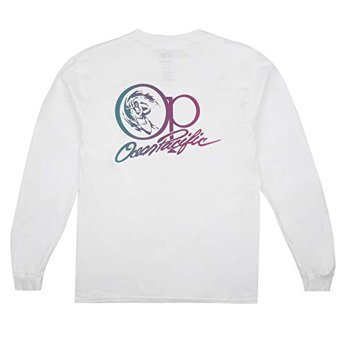 Ocean Pacific Fade Core Logo Long Sleeve Top Camiseta, Blanco, Medium para Hombre