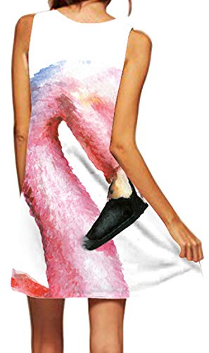 Ocean Plus Mujer Verano Flamenco Camisola Vestido De Playa Top Sin Mangas Trapecio O Corte En A Vestido Oeste (S (EU 34-36), Flamingo con Pico Negro)