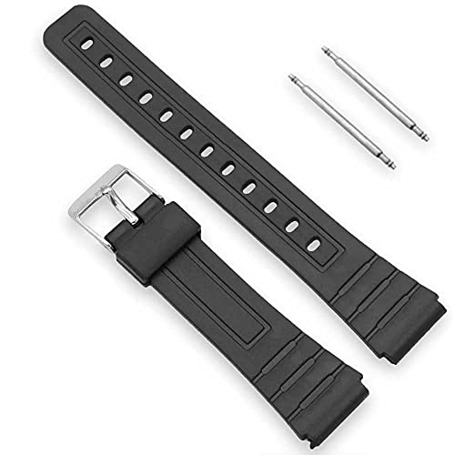 OcioDual Correa de Repuesto Compatible con Reloj Casio F-91 Negra Pulsera 18mm Plastico con Pasadores Metálicos Recambio F91