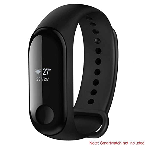 OcioDual Correa de Repuesto Compatible con Xiaomi Mi Smart Band 3 4 Negra Recambio Silicona Suave Flexible Pulsera Brazalete