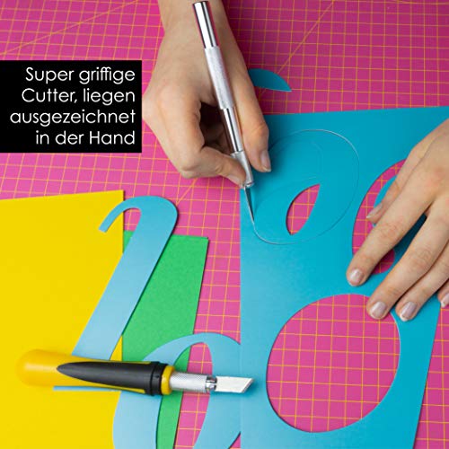 OfficeTree - Cutter Manualidades Set 16 Piezas - Escalpelo Cutter Precision por 3 Cuter Diferentes y 13 Cuchilla de Repuesto - Bisturi Manualidades Herramienta
