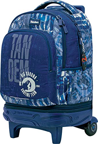 OFITURIA Mochila Colegio Tandem Waves | Mochila Escolar con Ruedas, Mochila con Carrito Desmontable, Cremallera Metalica Gruesa y Bolsillo Organizador Interno - Medidas 34,5 x 44,5 x 23 cm