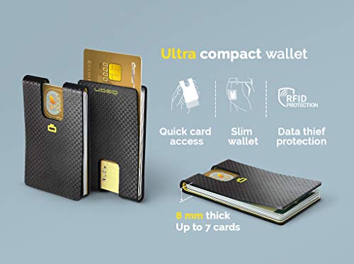 Ögon Smart Wallets - i3C Carbon Card Clip - Tarjetero Ultradelgado - Cartera con bloqueo RFID - Efecto de policarbonato de carbono