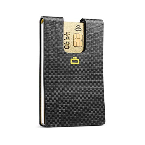 Ögon Smart Wallets - i3C Carbon Card Clip - Tarjetero Ultradelgado - Cartera con bloqueo RFID - Efecto de policarbonato de carbono