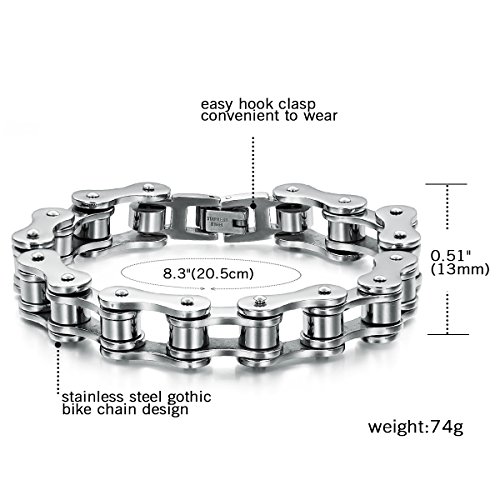 OIDEA - Pulsera de hombre con cadena de bicicleta de acero inoxidable y plata Argento 1