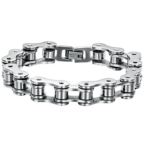 OIDEA - Pulsera de hombre con cadena de bicicleta de acero inoxidable y plata Argento 1