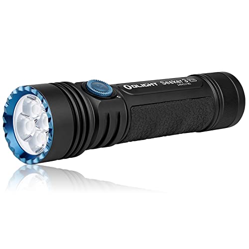 OLIGHT Seeker3 Pro Linterna Táctica LED Super Brillente 4200 Lúmenes 250 Metros Recargable USB Linterna Camping con Sensor Alta Potencia Impermeable Ideal Para Caza Transporte Diario y al Aire Libre