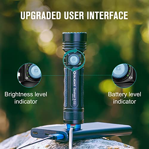 OLIGHT Seeker3 Pro Linterna Táctica LED Super Brillente 4200 Lúmenes 250 Metros Recargable USB Linterna Camping con Sensor Alta Potencia Impermeable Ideal Para Caza Transporte Diario y al Aire Libre