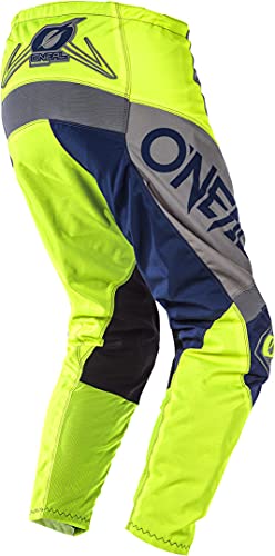 O'Neal Element Factor Kinder Moto Cross Hose MX Mountain Bike Enduro Jugend Offroad Trail MTB FR, E010, Farbe Grau Neongelb, Größe 18