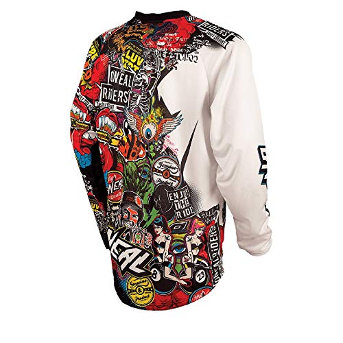 O'Neal Mayhem Crank Jersey Motocross, color Negro/Multicolor Enduro MTB Cross DH, 0023C-10 - XXL