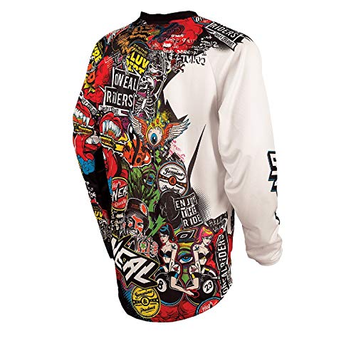 O'Neal Mayhem Crank Jersey Motocross, color Negro/Multicolor Enduro MTB Cross DH, 0023C-10 - XXL