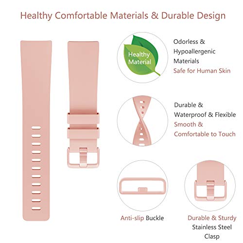 Onedream Pulsera Compatible con Fitbit Versa Correa/Versa Lite/Versa 2 Correa Silicona Mujer Hombre, Ajustable Deportivo Pulsera de Reemplazo Compatible para Fitbit Versa 2 SE (Sin Reloj) (Rosa, S)