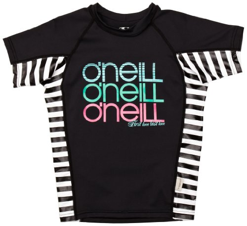 O'NEILL Top de Manga Corta para niña con Logo Stripe Skins, Niñas, Logo Stripe Skins Short Sleeve, Negro (Black out), 128