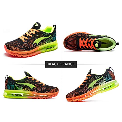 ONEMIX Hombres Zapatillas Deporte Running Aire Libre Respirable Zapatos para Correr Gimnasio Sneakers 1118 Negro Fluorescente Verde 43EU