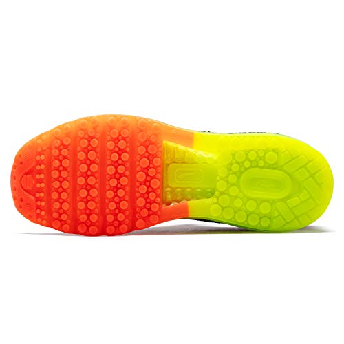 ONEMIX Hombres Zapatillas Deporte Running Aire Libre Respirable Zapatos para Correr Gimnasio Sneakers 1118 Negro Fluorescente Verde 43EU