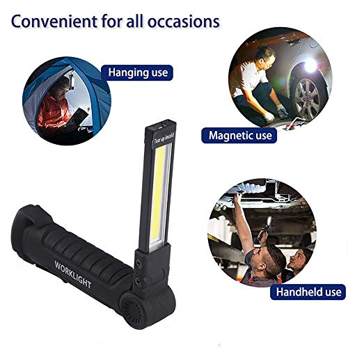 ONEVER Linterna Eléctrica Recargable USB Luz del Trabajo De La Linterna Led Portátil para Náutico COB Magnético Gancho De Camping Exterior Autofficina Lámpara (2pcs)