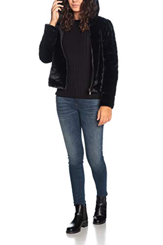 Only Onlchris Fur Hooded Jacket Otw Noos Chaqueta, Negro (Black Black), Large para Mujer