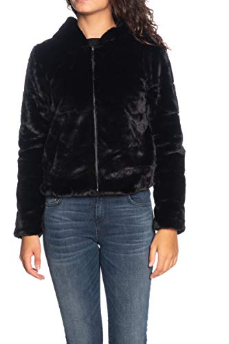 Only Onlchris Fur Hooded Jacket Otw Noos Chaqueta, Negro (Black Black), Large para Mujer