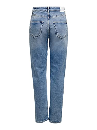 Only Onlveneda Life Mom Jeans Rea7452 Vaqueros, Mezclilla Azul Claro, 26W / 34L para Mujer