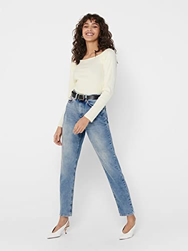 Only Onlveneda Life Mom Jeans Rea7452 Vaqueros, Mezclilla Azul Claro, 26W / 34L para Mujer