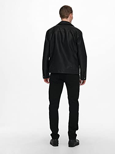 Only & Sons Onsaksel PU Biker Otw Vd-Chaqueta para Motorista, Negro, XS para Hombre