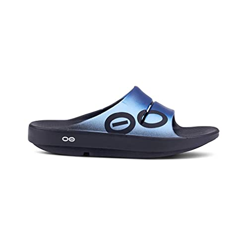 OOFOS OOahh Sport Slide Sandal, Azul, color, talla 45 EU