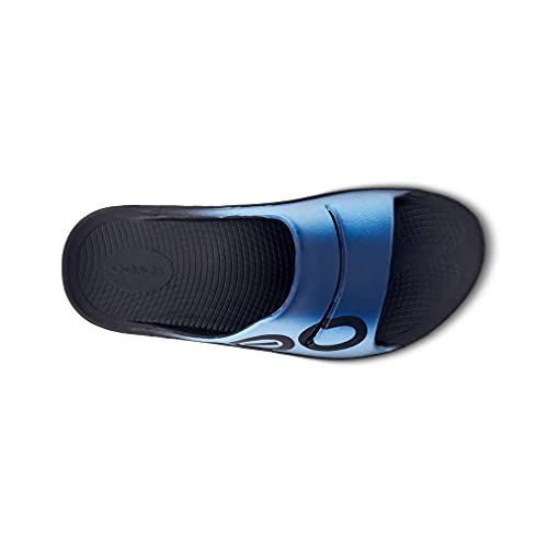 OOFOS OOahh Sport Slide Sandal, Azul, color, talla 45 EU