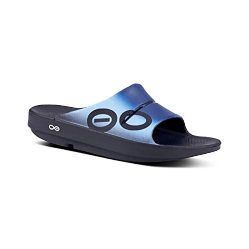 OOFOS OOahh Sport Slide Sandal, Azul, color, talla 45 EU