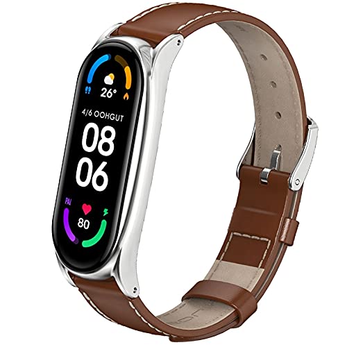 OOHGUT Correa para Xiaomi Mi Band 6, Pulseras Universal MiBand 5/4/3 Cuero Pulsera Piel Correas de Actividad Reloj Milanés Wristband Recambio Bandas de Dermis Recambios con Cierre Band Strap