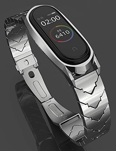 OOHGUT Correa para Xiaomi Mi Band 6, Pulseras Universal MiBand 5/4/3 Pulsera Metal Correas con Enlaces Herramienta de Eliminación Reloj Wristband Recambio Bandas Acero Inoxidable Reemplazo Strap