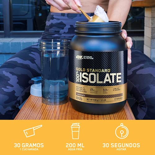 Optimum Nutrition 100% Gold Standard Isolate, Proteina Whey Isolate en Polvo para Aumentar Masa Muscular, Proteina Isolada, Chocolate, 31 Porciones, 930g