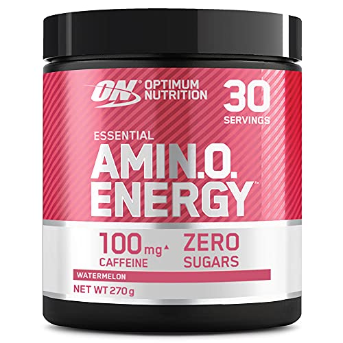 Optimum Nutrition Amino Energy Pre Workout en Polvo, Bebida Energética con Beta Alanina, Vitamina C, Cafeína, Aminoacidos Incluyendo BCAA, Sandía, 30 Porciones, 270g, Embalaje Puede Variar