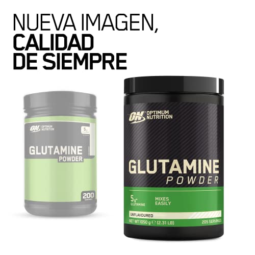 Optimum Nutrition Glutamine, l Glutamina en Polvo, Aminoacido, Suplementos para Ganar Masa Muscular, Sin Sabor, 200 Porciones, 1kg