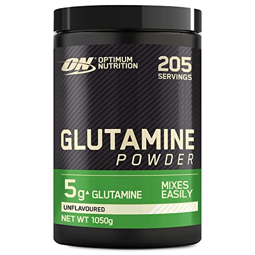 Optimum Nutrition Glutamine, l Glutamina en Polvo, Aminoacido, Suplementos para Ganar Masa Muscular, Sin Sabor, 200 Porciones, 1kg