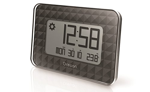 Oregon Scientific JW208_W - Reloj de Pared Digital GLAZE con termómetro y calendario, color Negro